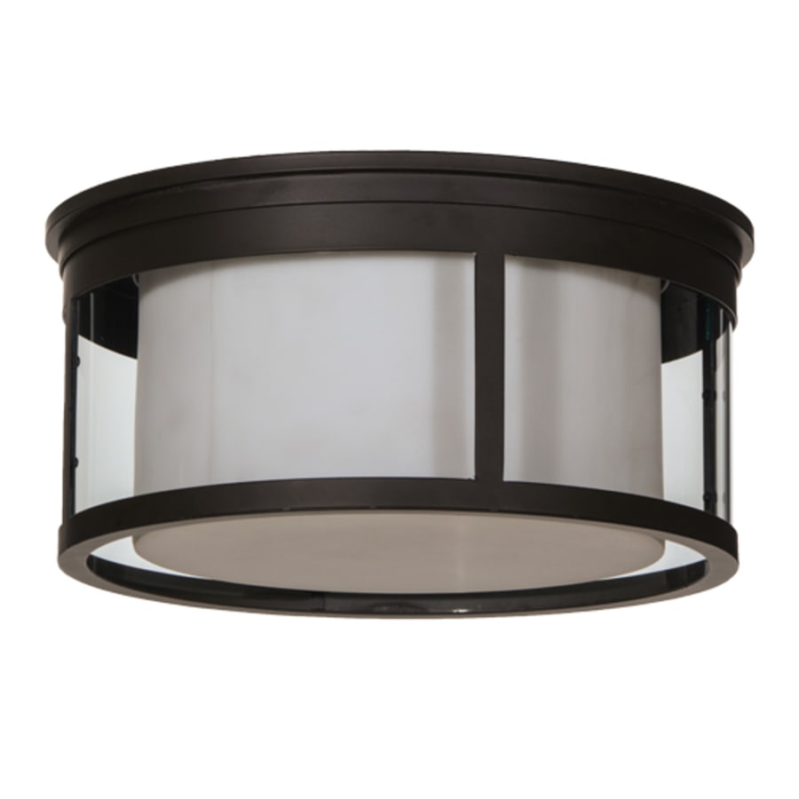Meyda Tiffany Cilindro Campbell 3 Light 19" Wide Flush Mount Drum Ceiling Fixture - Oil Rubbed Bronze Finish