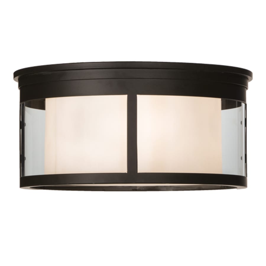 Meyda Tiffany Cilindro Campbell 3 Light 19" Wide Flush Mount Drum Ceiling Fixture - Oil Rubbed Bronze Finish
