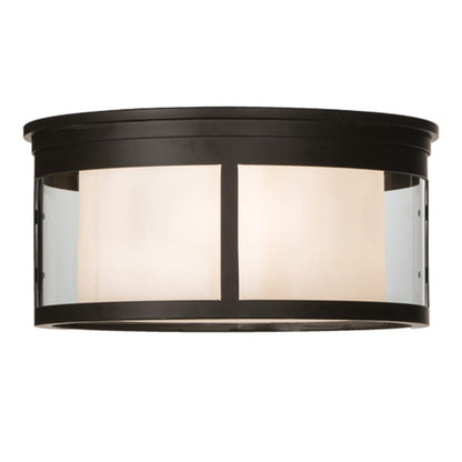 Meyda Tiffany Cilindro Campbell 3 Light 19" Wide Flush Mount Drum Ceiling Fixture - Oil Rubbed Bronze Finish