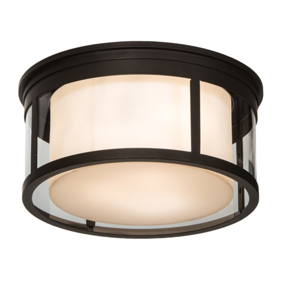 Meyda Tiffany Cilindro Campbell 3 Light 19" Wide Flush Mount Drum Ceiling Fixture - Oil Rubbed Bronze Finish