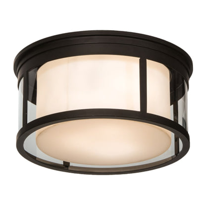 Meyda Tiffany Cilindro Campbell 3 Light 19" Wide Flush Mount Drum Ceiling Fixture - Oil Rubbed Bronze Finish