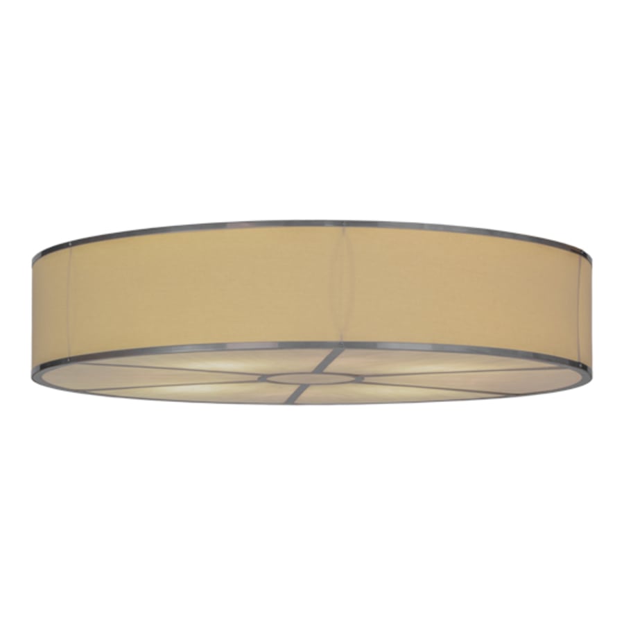Meyda Tiffany Cilindro 8 Light 48" Wide Flush Mount Drum Ceiling Fixture with Natural Beige Shade - Nickel Finish