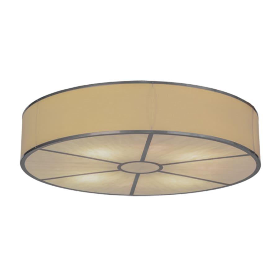 Meyda Tiffany Cilindro 8 Light 48" Wide Flush Mount Drum Ceiling Fixture with Natural Beige Shade - Nickel Finish