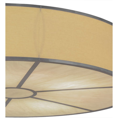 Meyda Tiffany Cilindro 8 Light 48" Wide Flush Mount Drum Ceiling Fixture with Natural Beige Shade - Nickel Finish
