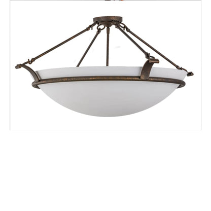 Meyda Tiffany Almeria 4 Light 32" Wide Semi-Flush Bowl Ceiling Fixture with Statuario Idalight Shade - Gilded Tobacco Finish