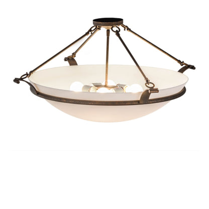 Meyda Tiffany Almeria 4 Light 32" Wide Semi-Flush Bowl Ceiling Fixture with Statuario Idalight Shade - Gilded Tobacco Finish