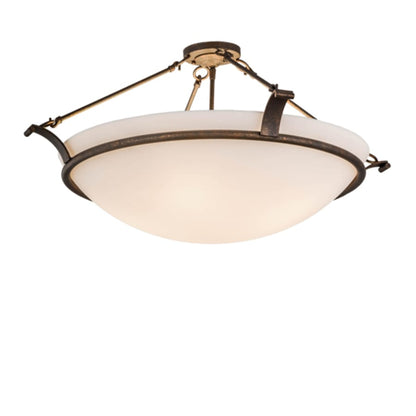 Meyda Tiffany Almeria 4 Light 32" Wide Semi-Flush Bowl Ceiling Fixture with Statuario Idalight Shade - Gilded Tobacco Finish