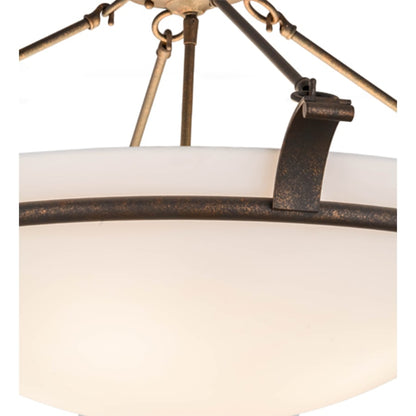 Meyda Tiffany Almeria 4 Light 32" Wide Semi-Flush Bowl Ceiling Fixture with Statuario Idalight Shade - Gilded Tobacco Finish