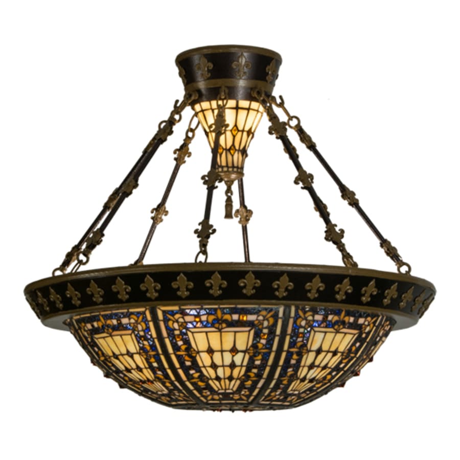 Meyda Tiffany Fleur-de-lis 4 Light 29" Wide Semi-Flush Bowl Ceiling Fixture