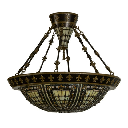 Meyda Tiffany Fleur-de-lis 4 Light 29" Wide Semi-Flush Bowl Ceiling Fixture