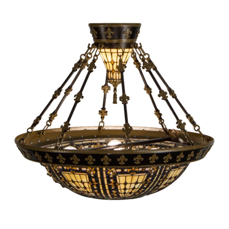 Meyda Tiffany Fleur-de-lis 4 Light 29" Wide Semi-Flush Bowl Ceiling Fixture