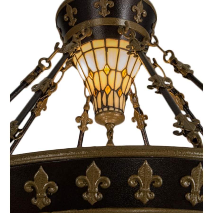Meyda Tiffany Fleur-de-lis 4 Light 29" Wide Semi-Flush Bowl Ceiling Fixture