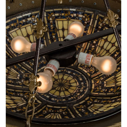 Meyda Tiffany Fleur-de-lis 4 Light 29" Wide Semi-Flush Bowl Ceiling Fixture