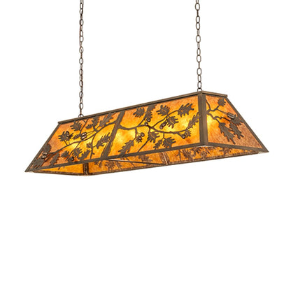 Meyda Tiffany Oak Leaf and Acorn 9 Light 54" Wide Linear Pendant