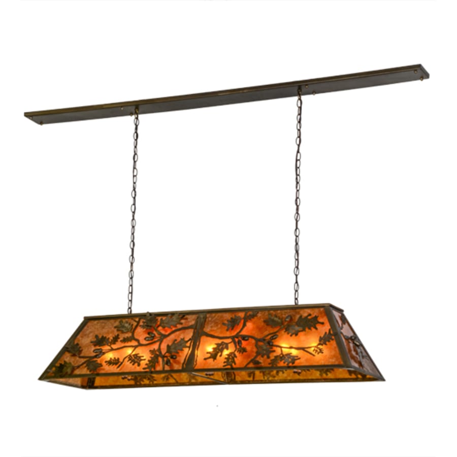Meyda Tiffany Oak Leaf and Acorn 9 Light 54" Wide Linear Pendant