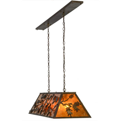 Meyda Tiffany Oak Leaf and Acorn 9 Light 54" Wide Linear Pendant