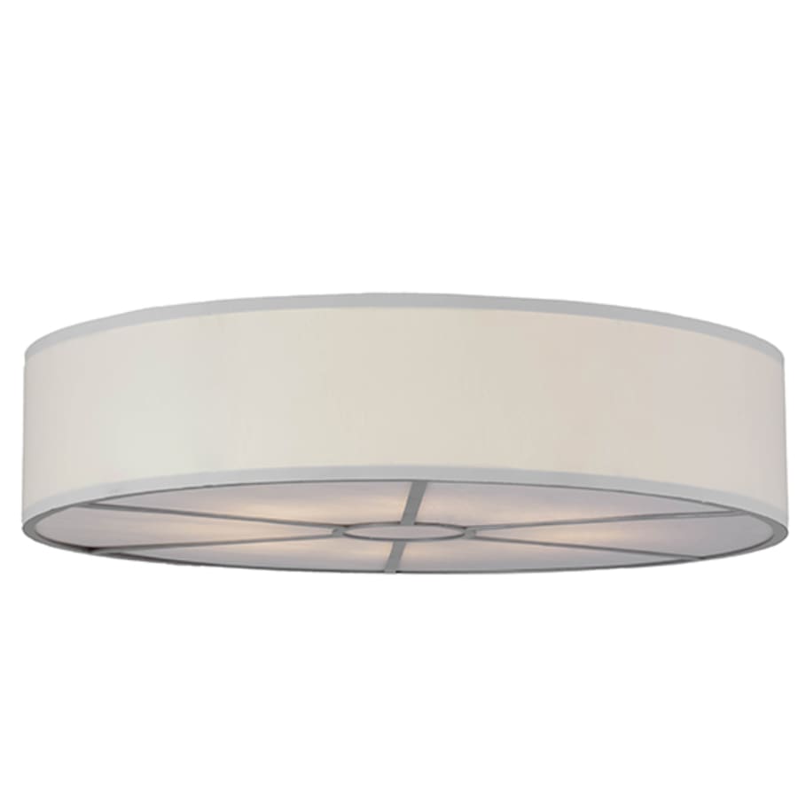 Meyda Tiffany Cilindro 8 Light 48" Wide Flush Mount Drum Ceiling Fixture with White Shade - Nickel Finish