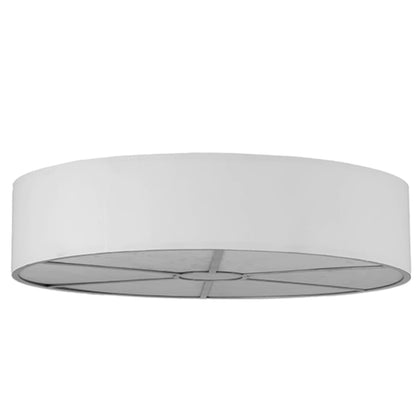Meyda Tiffany Cilindro 8 Light 48" Wide Flush Mount Drum Ceiling Fixture with White Shade - Nickel Finish