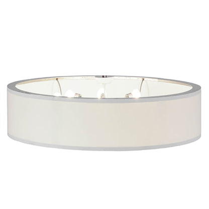 Meyda Tiffany Cilindro 8 Light 48" Wide Flush Mount Drum Ceiling Fixture with White Shade - Nickel Finish