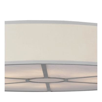 Meyda Tiffany Cilindro 8 Light 48" Wide Flush Mount Drum Ceiling Fixture with White Shade - Nickel Finish