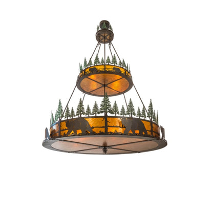 Meyda Tiffany Bear in the Woods 12 Light 72" Wide Pendant