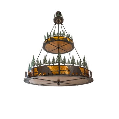 Meyda Tiffany Bear in the Woods 12 Light 72" Wide Pendant