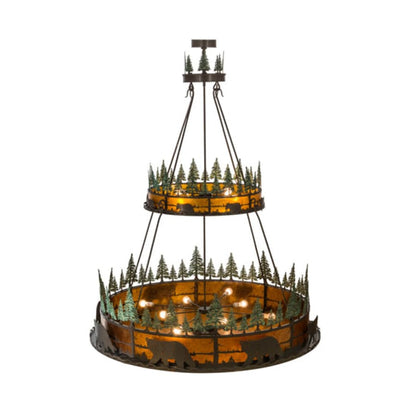 Meyda Tiffany Bear in the Woods 12 Light 72" Wide Pendant