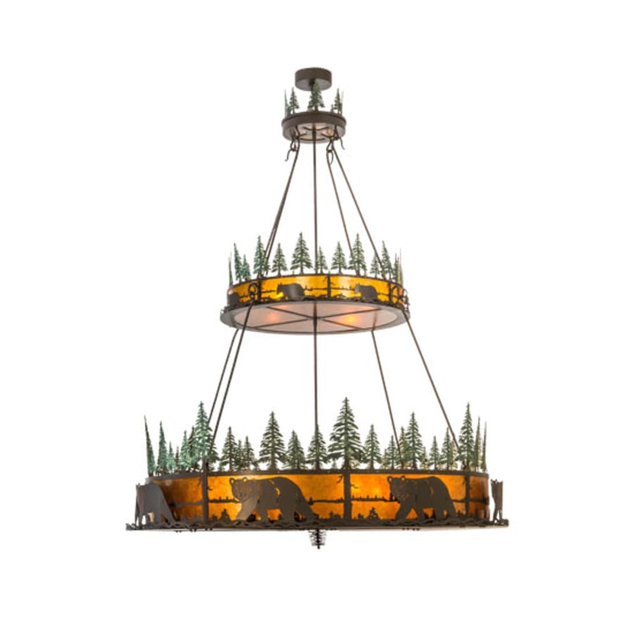 Meyda Tiffany Bear in the Woods 12 Light 72" Wide Pendant