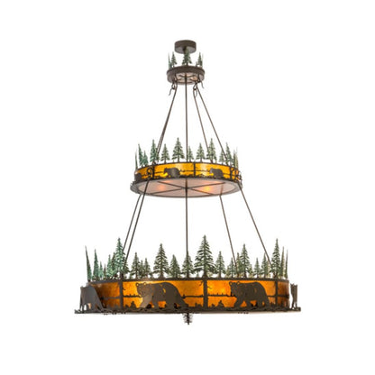 Meyda Tiffany Bear in the Woods 12 Light 72" Wide Pendant