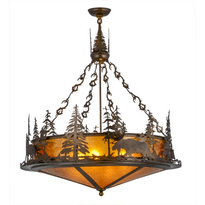 Meyda Tiffany Wildlife at Dusk 4 Light 34" Wide Pendant