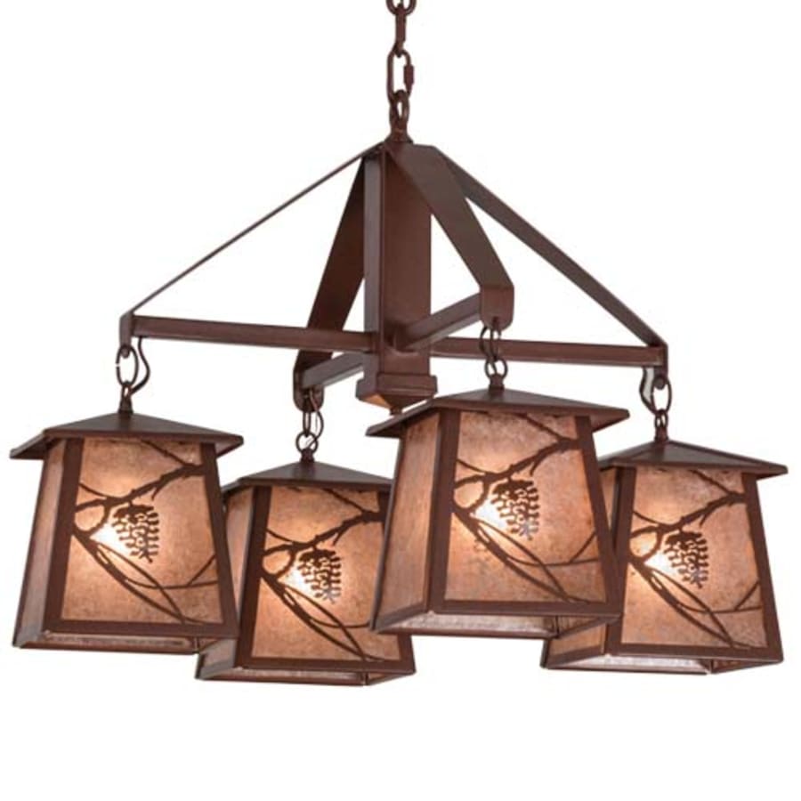 Meyda Tiffany Whispering Pines 4 Light 28" Wide Chandelier