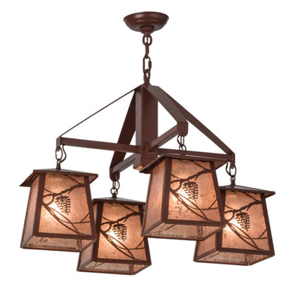 Meyda Tiffany Whispering Pines 4 Light 28" Wide Chandelier