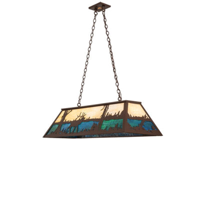 Meyda Tiffany Elk at Lake 9 Light 48" Wide Linear Pendant
