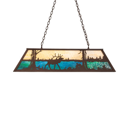 Meyda Tiffany Elk at Lake 9 Light 48" Wide Linear Pendant