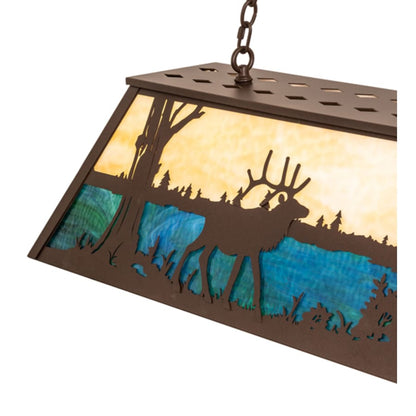 Meyda Tiffany Elk at Lake 9 Light 48" Wide Linear Pendant