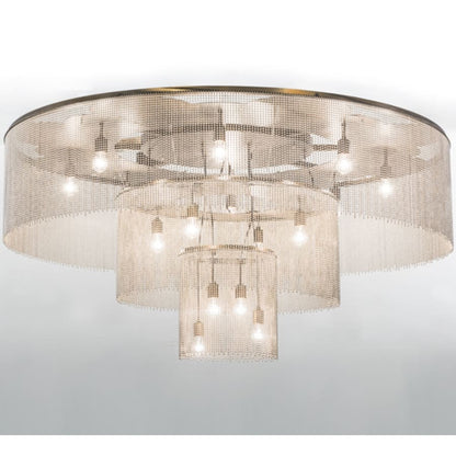 Meyda Tiffany Niagara 16 Light 72" Wide Flush Mount Ceiling Fixture - Antique Copper / Nickel Finish