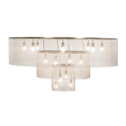 Meyda Tiffany Niagara 16 Light 72" Wide Flush Mount Ceiling Fixture - Antique Copper / Nickel Finish