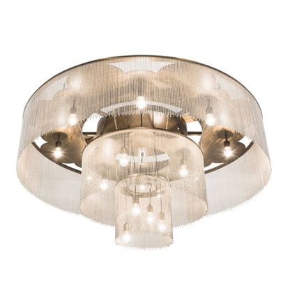 Meyda Tiffany Niagara 16 Light 72" Wide Flush Mount Ceiling Fixture - Antique Copper / Nickel Finish