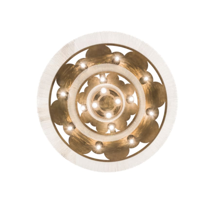 Meyda Tiffany Niagara 16 Light 72" Wide Flush Mount Ceiling Fixture - Antique Copper / Nickel Finish