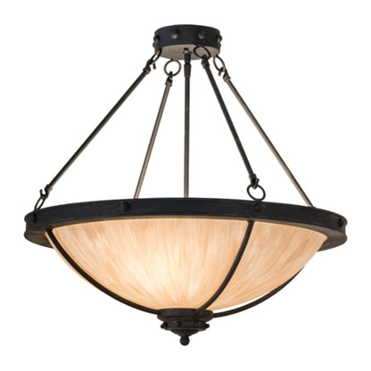 Meyda Tiffany Freya 3 Light 24" Wide Semi-Flush Bowl Ceiling Fixture - Costello Black Finish