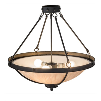 Meyda Tiffany Freya 3 Light 24" Wide Semi-Flush Bowl Ceiling Fixture - Costello Black Finish