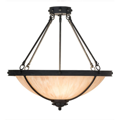 Meyda Tiffany Freya 3 Light 24" Wide Semi-Flush Bowl Ceiling Fixture - Costello Black Finish