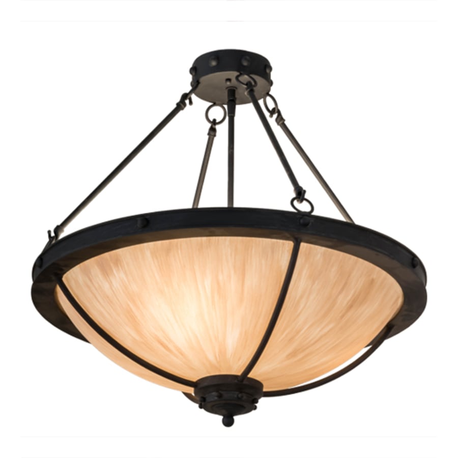 Meyda Tiffany Freya 3 Light 24" Wide Semi-Flush Bowl Ceiling Fixture - Costello Black Finish