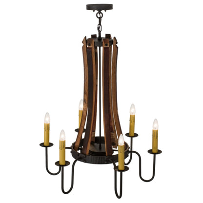 Meyda Tiffany Barrel Stave 6 Light 30" Wide Taper Candle Style Chandelier