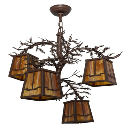 Meyda Tiffany Pine Branch Valley View 4 Light 28" Wide Chandelier