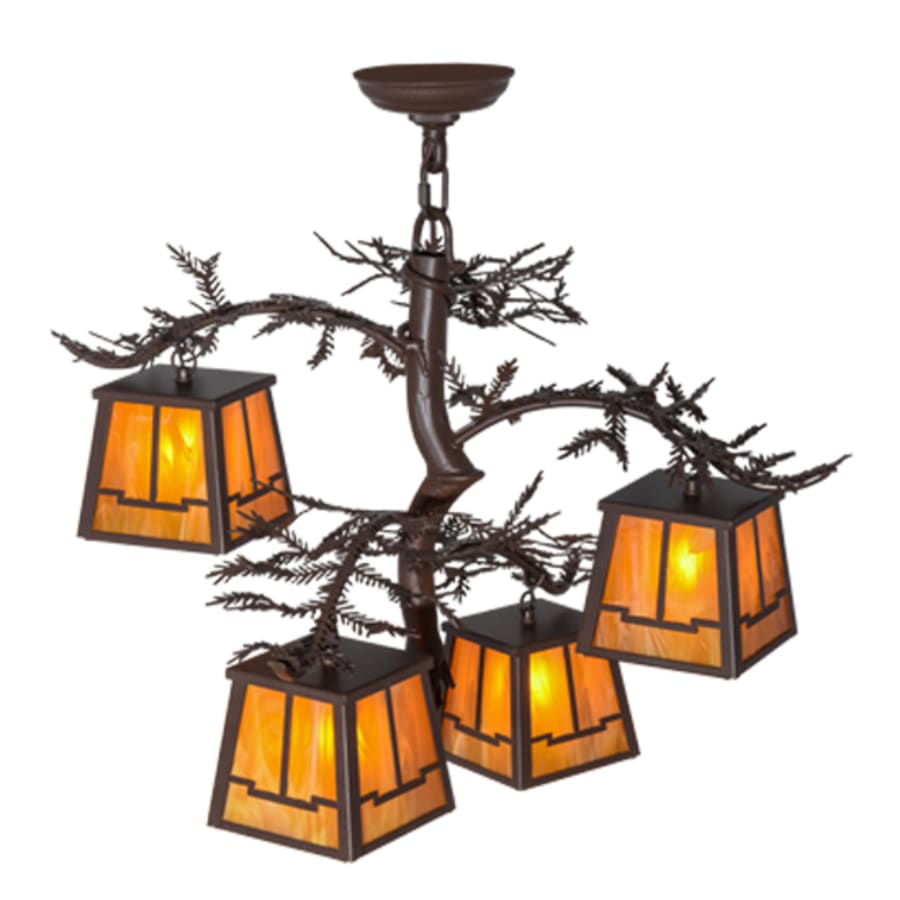 Meyda Tiffany Pine Branch Valley View 4 Light 28" Wide Chandelier