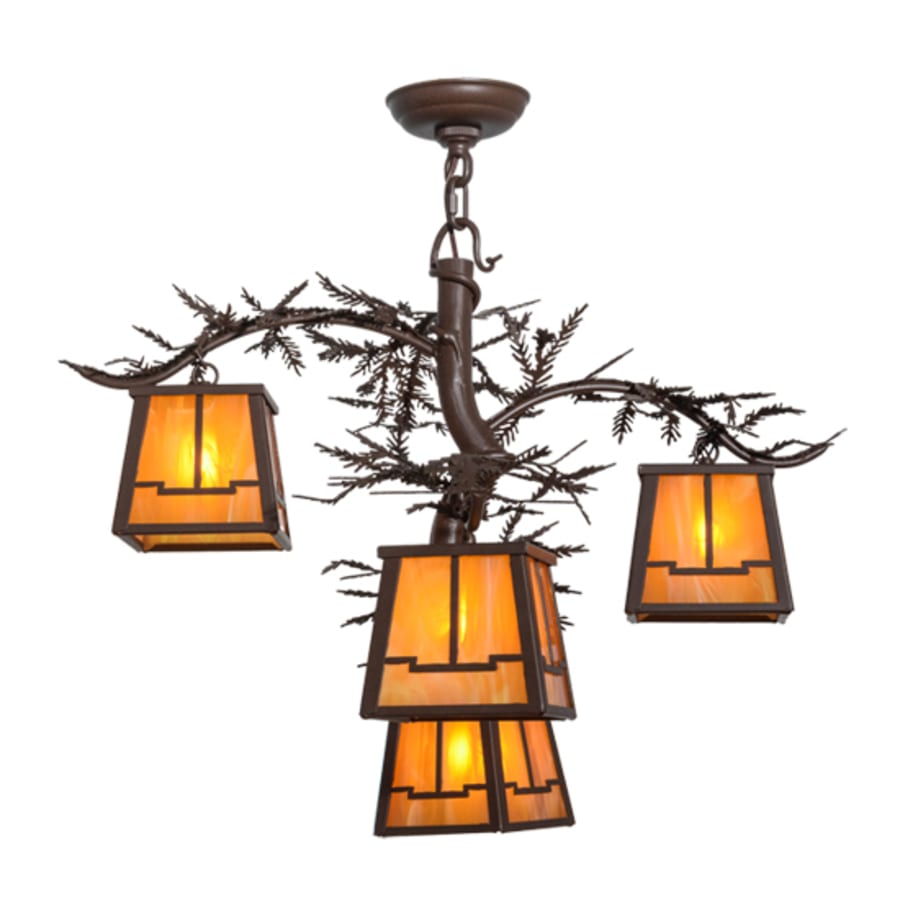 Meyda Tiffany Pine Branch Valley View 4 Light 28" Wide Chandelier