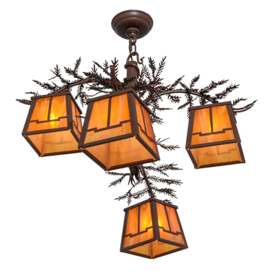 Meyda Tiffany Pine Branch Valley View 4 Light 28" Wide Chandelier