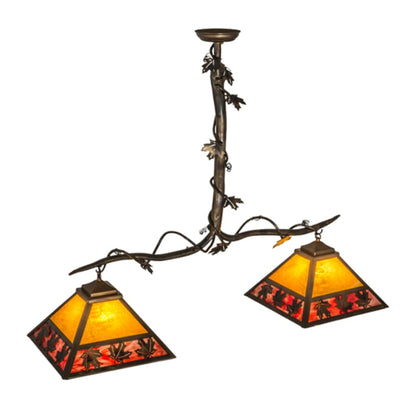 Meyda Tiffany Maple Leaf 2 Light 42" Wide Linear Pendant