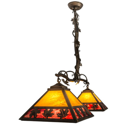 Meyda Tiffany Maple Leaf 2 Light 42" Wide Linear Pendant